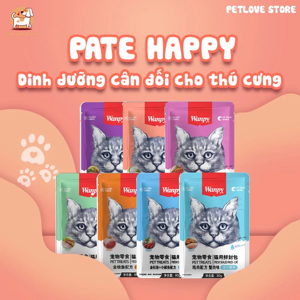 Pate WANPY Cho Mèo Bổ Sung Dinh Dưỡng Gói 80g